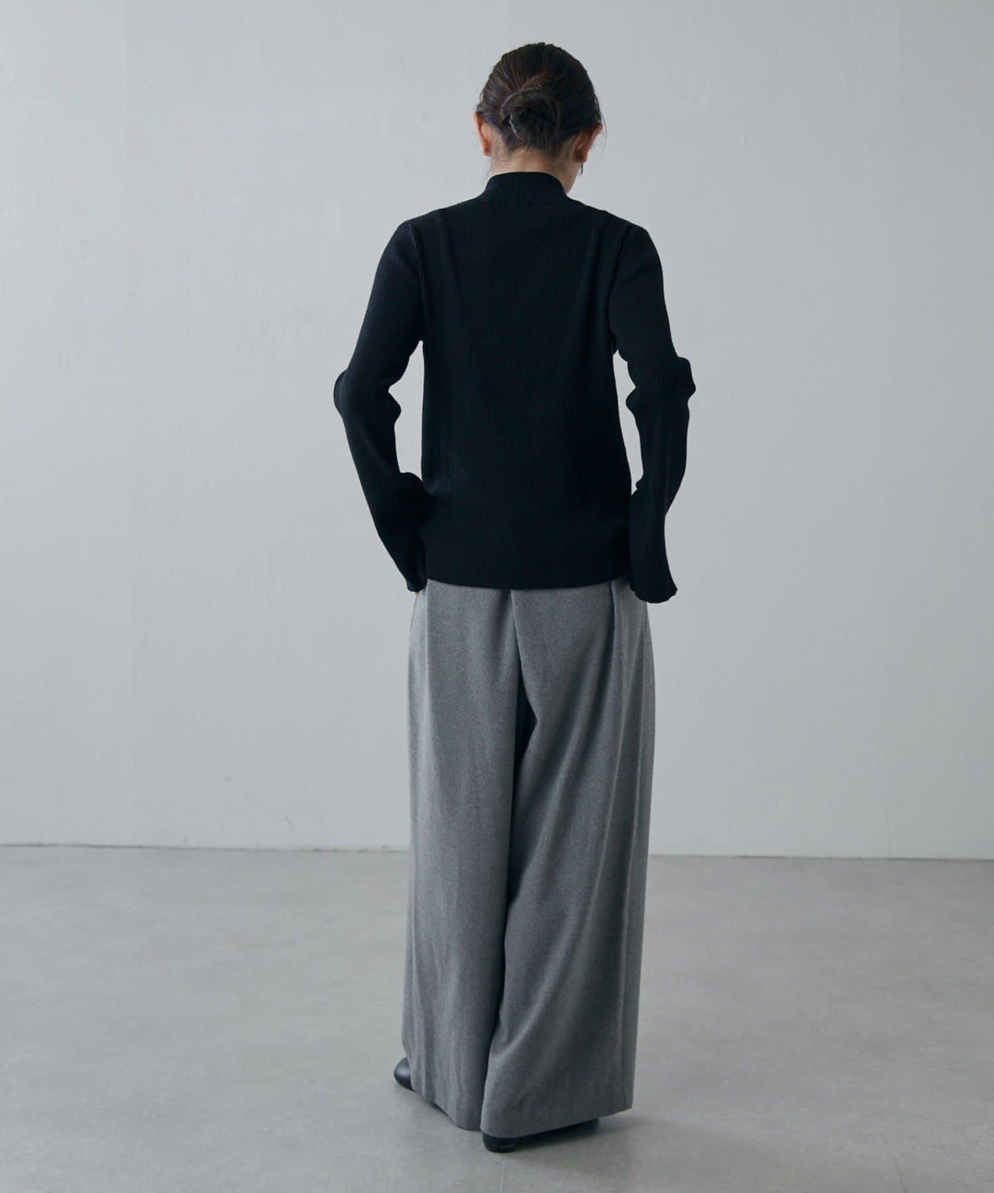 軟法蘭絨2WAY褶皺寬腿褲