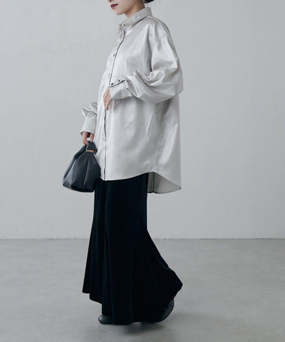 緞面皮質感襯衫