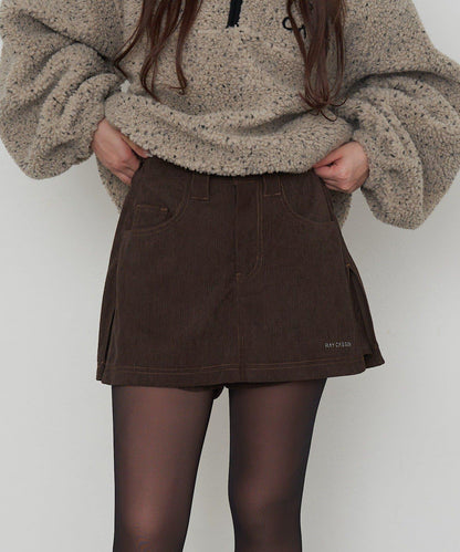 燈芯絨水洗微型短褲