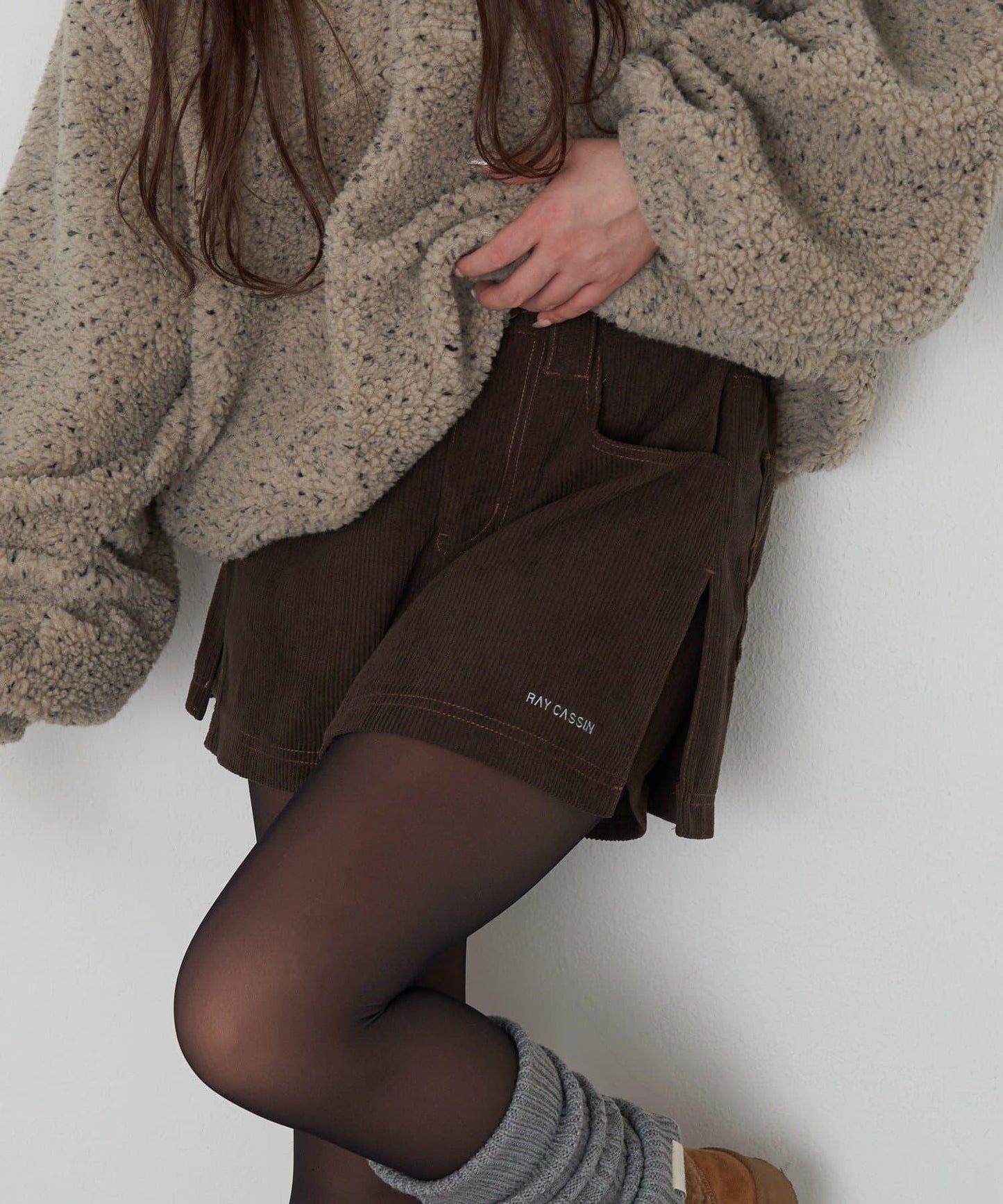 燈芯絨水洗微型短褲