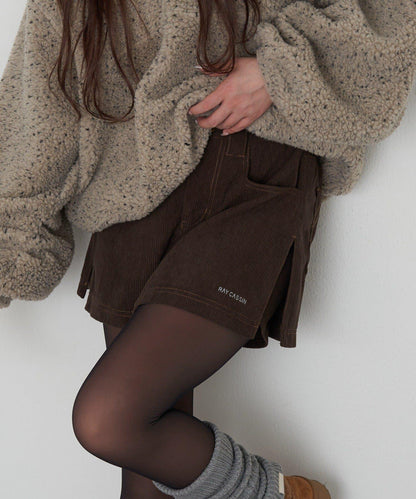 燈芯絨水洗微型短褲