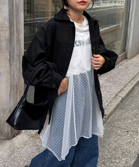 波點網紗吊帶背心連衣裙