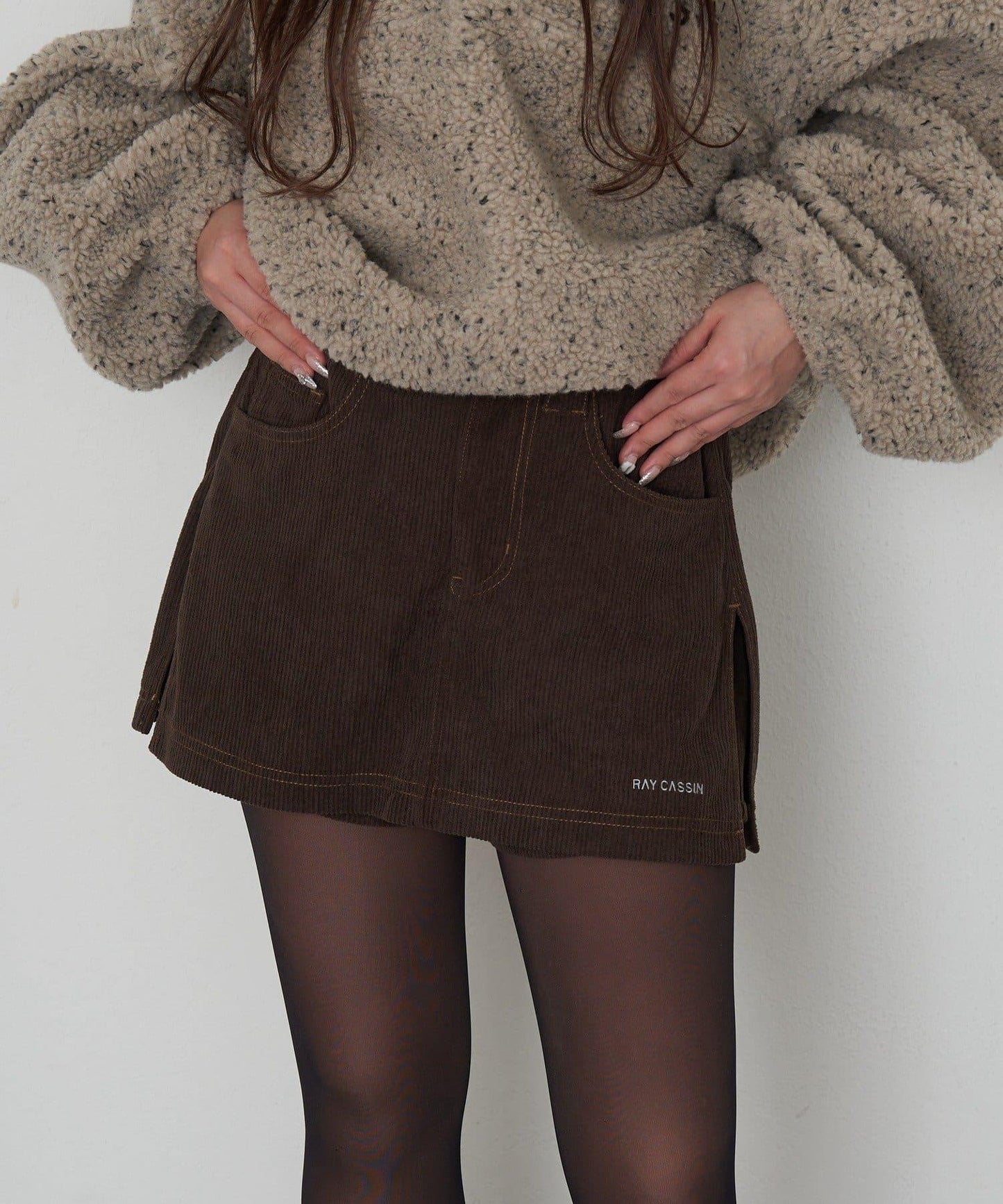 燈芯絨水洗微型短褲