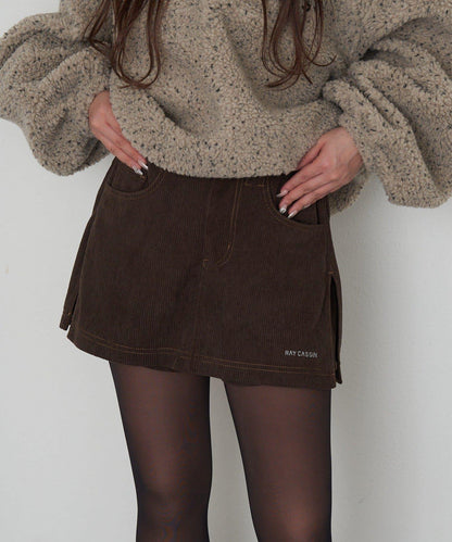 燈芯絨水洗微型短褲