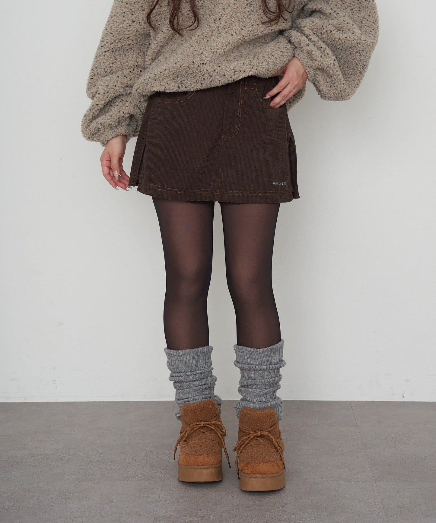 燈芯絨水洗微型短褲