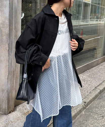 波點網紗吊帶背心連衣裙