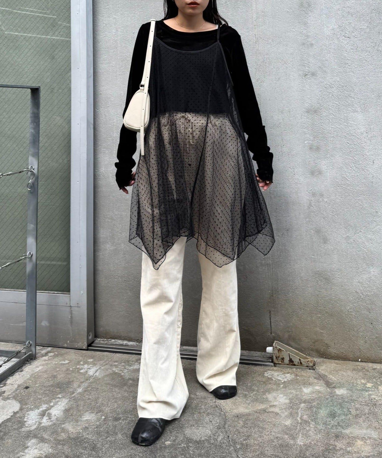 波點網紗吊帶背心連衣裙