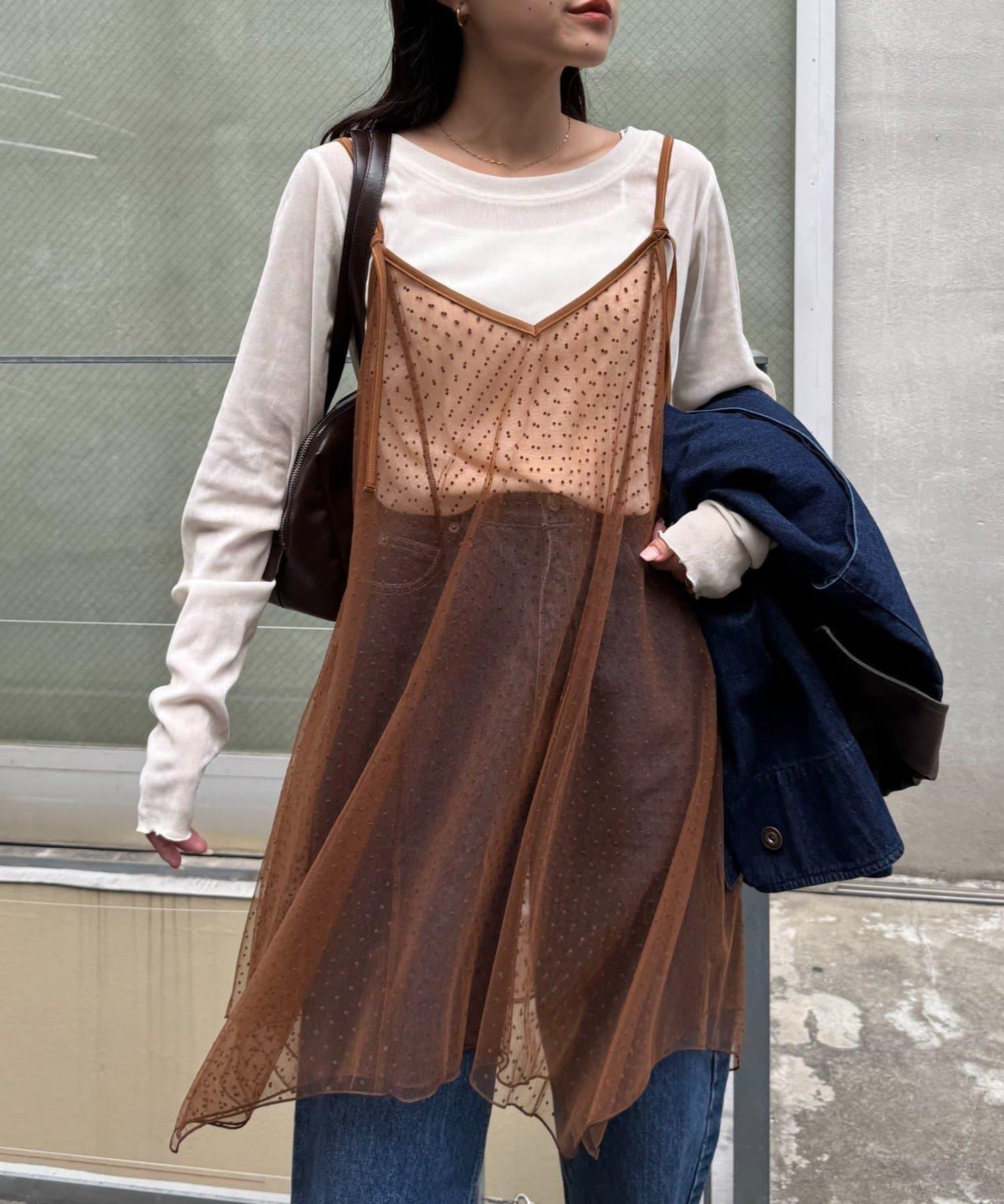 波點網紗吊帶背心連衣裙