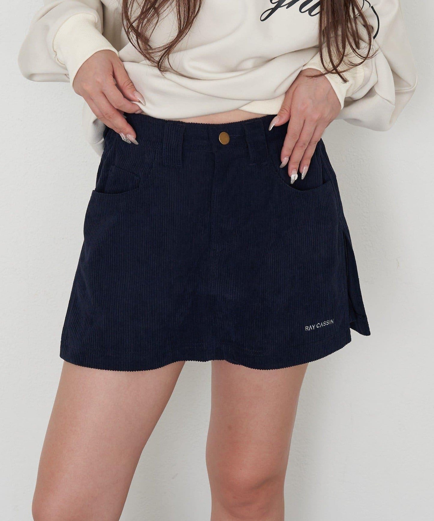 燈芯絨水洗微型短褲