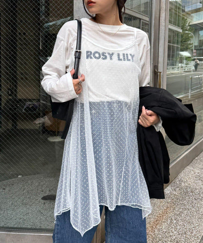 波點網紗吊帶背心連衣裙