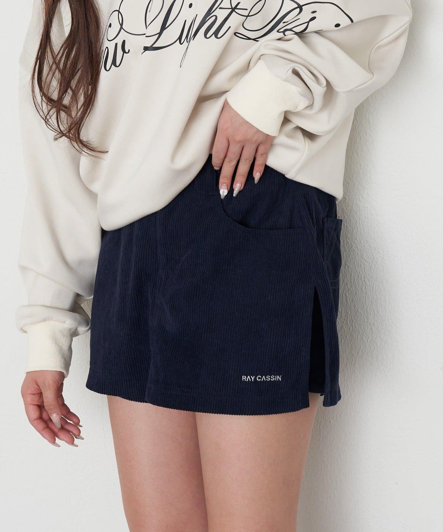 燈芯絨水洗微型短褲