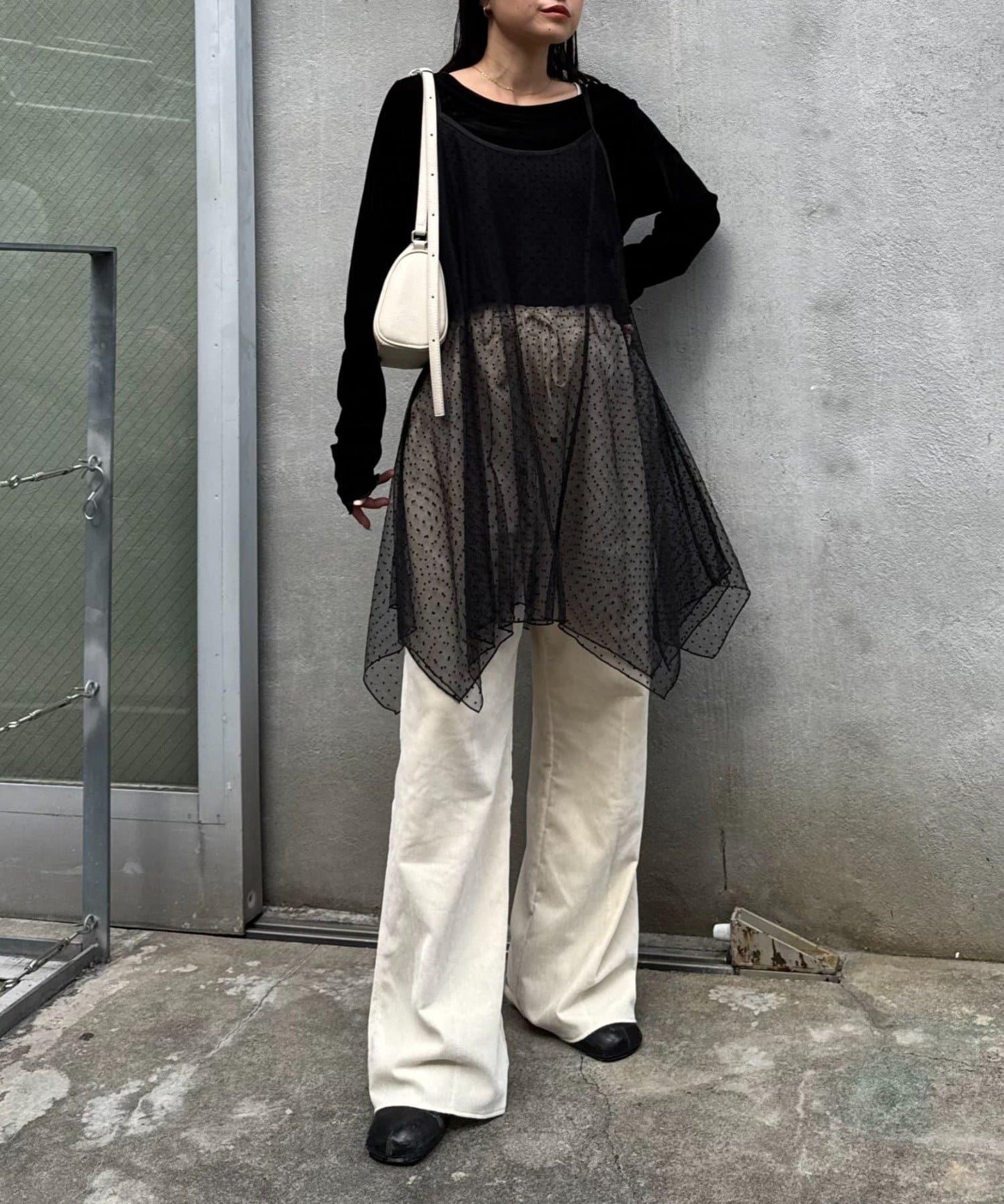 波點網紗吊帶背心連衣裙