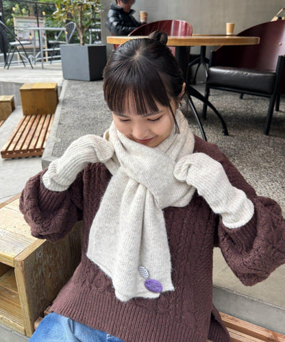 附徽章圍巾×手套三件套