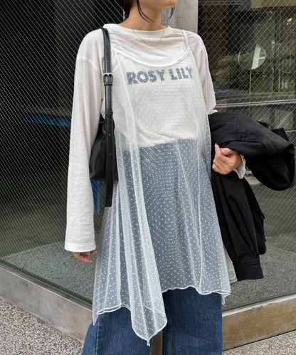 波點網紗吊帶背心連衣裙