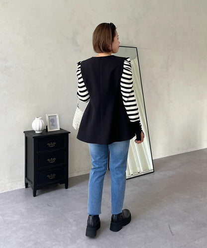 【MOMO】內層微絨彈力錐形牛仔褲