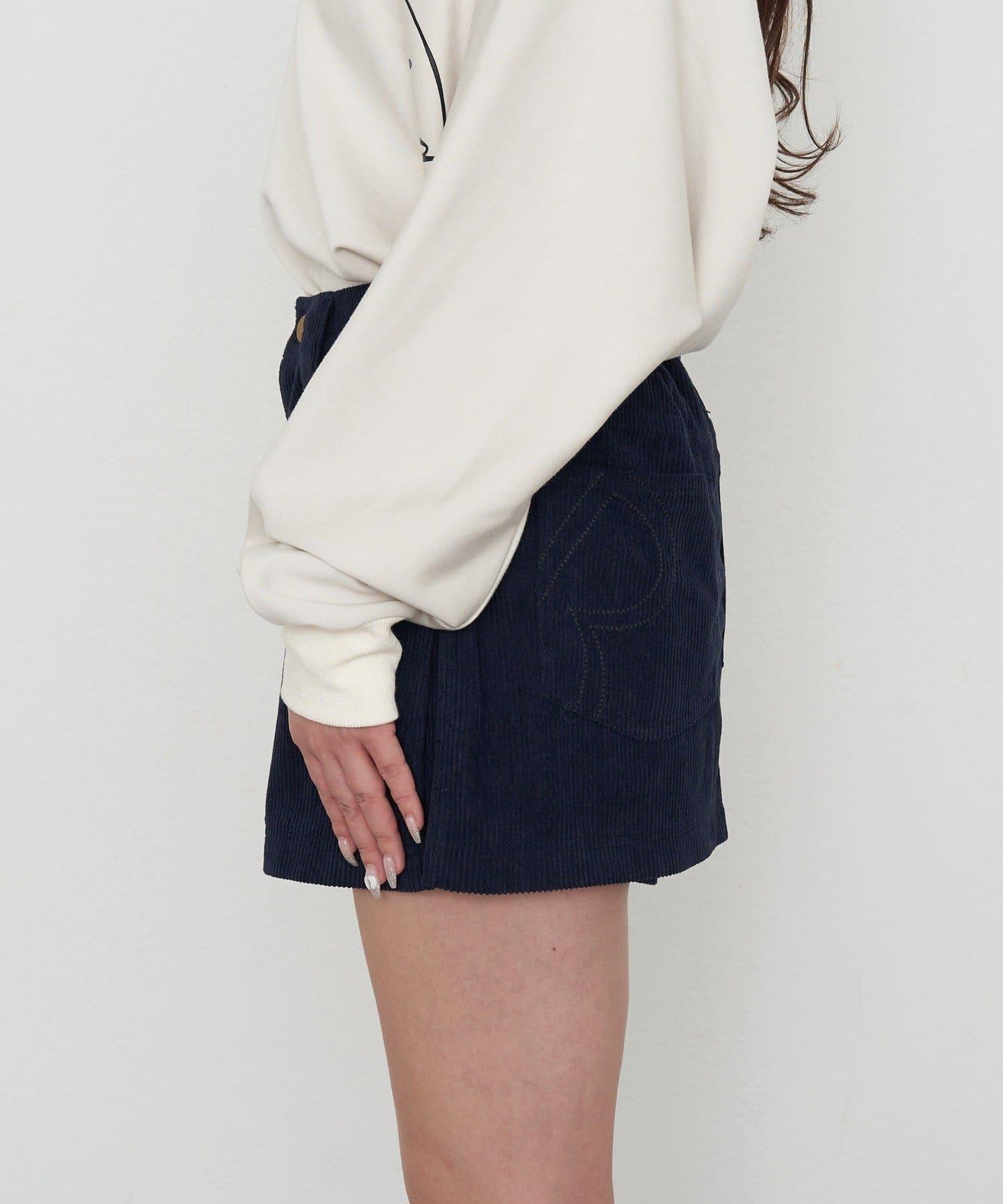 燈芯絨水洗微型短褲