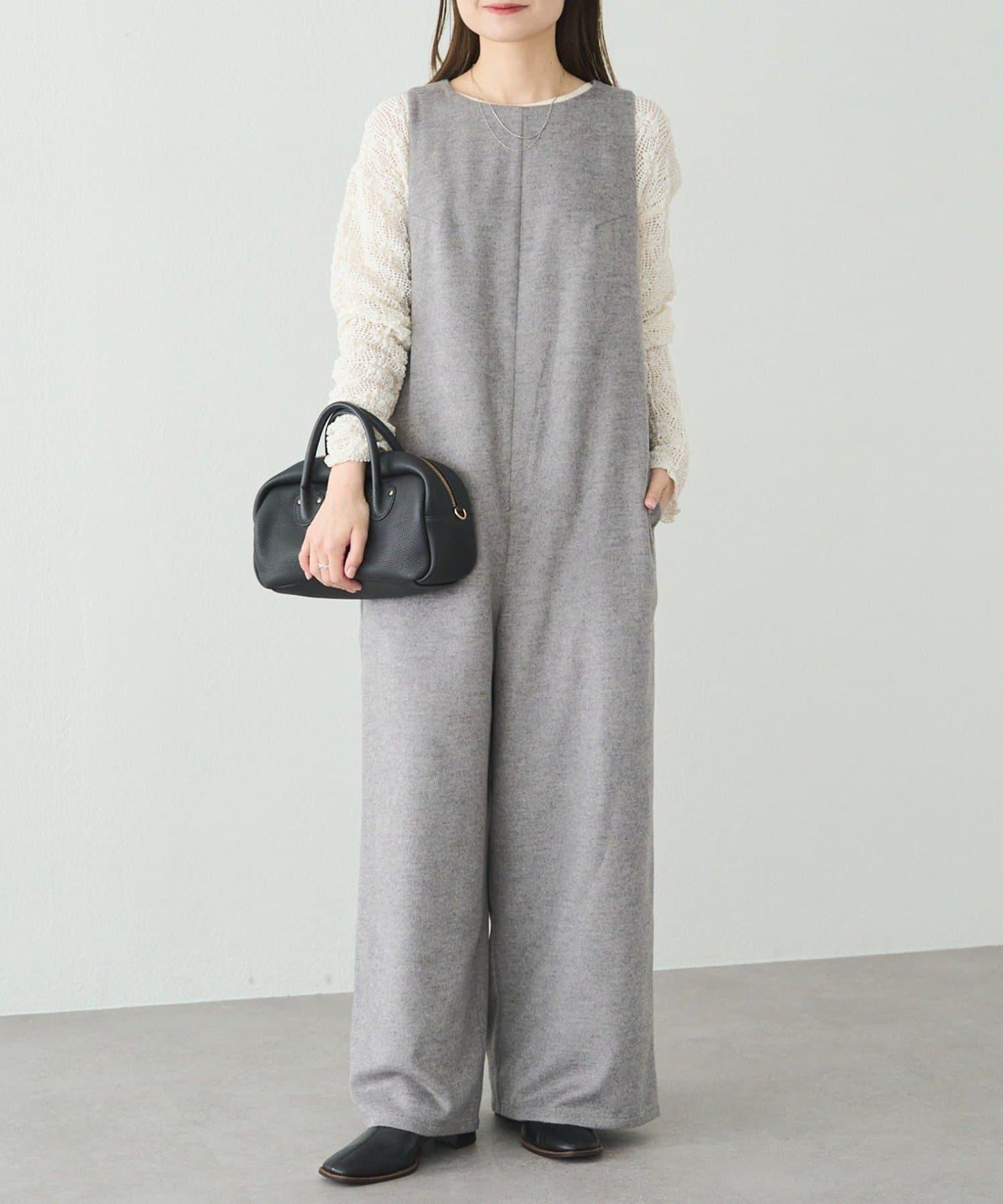 羊毛混紡雙面連體褲