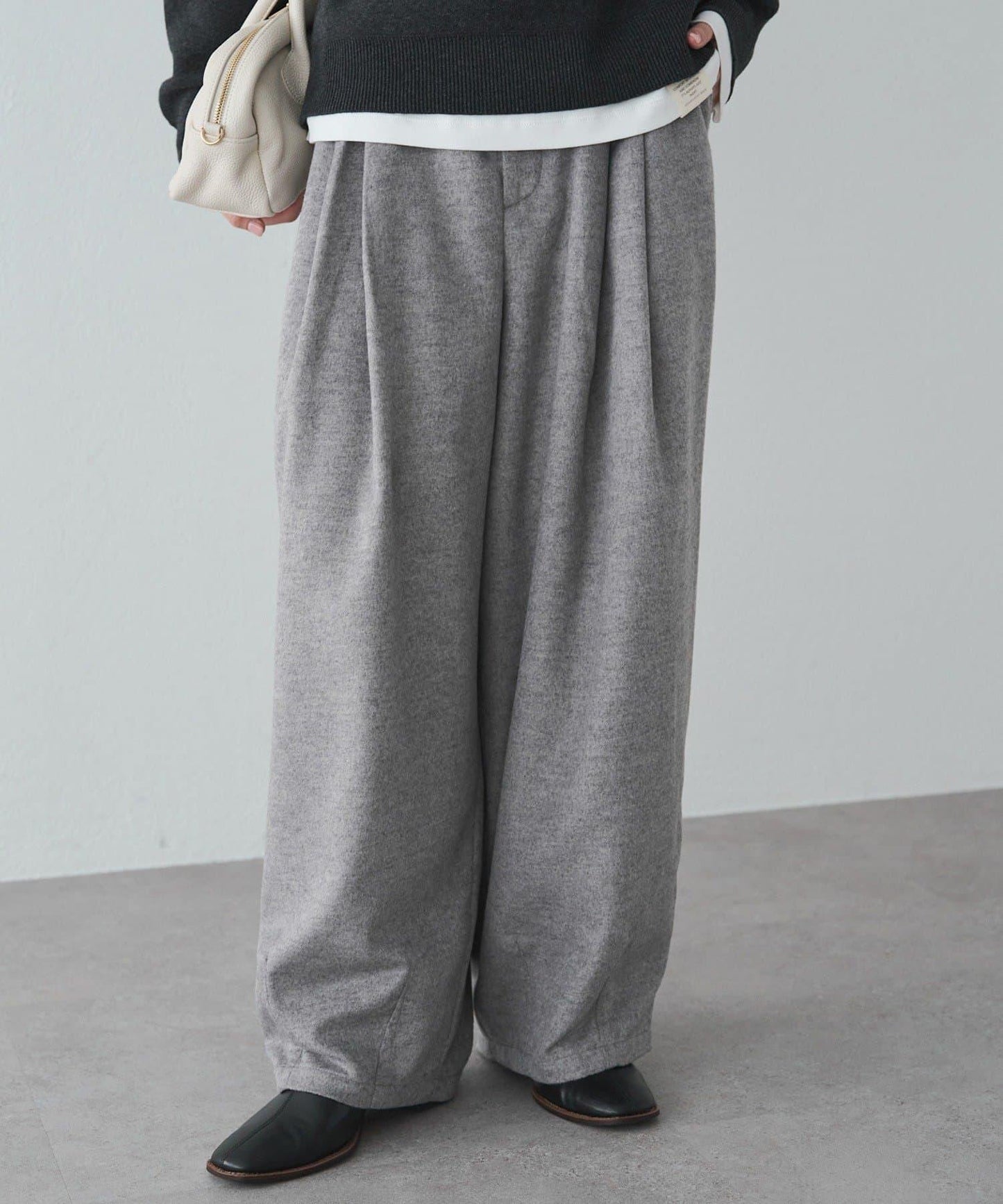 羊毛混紡燈籠休閒長褲