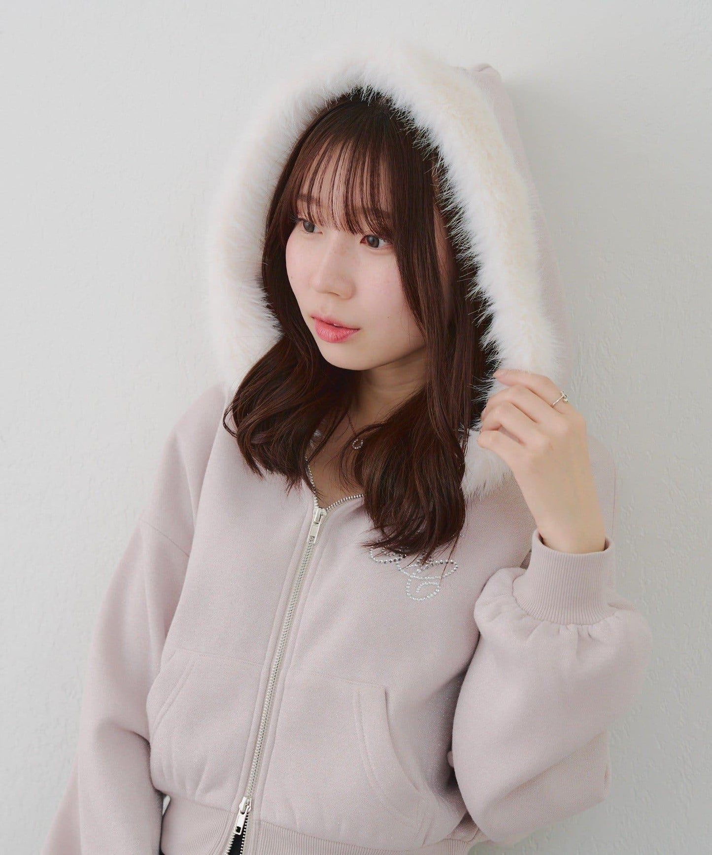 【SETUP對應單品】亮片Logo加絨毛絨連帽衛衣