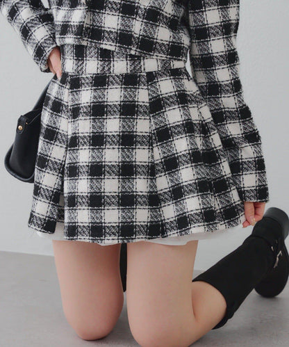 【套裝可搭配】粗花呢下襬微露迷你裙