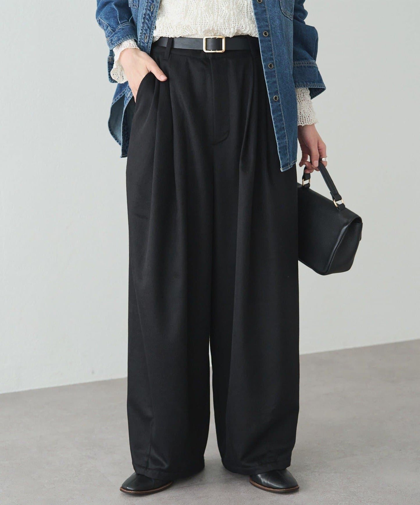 羊毛混紡燈籠休閒長褲