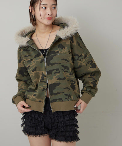 斜插口袋毛絨連帽衫