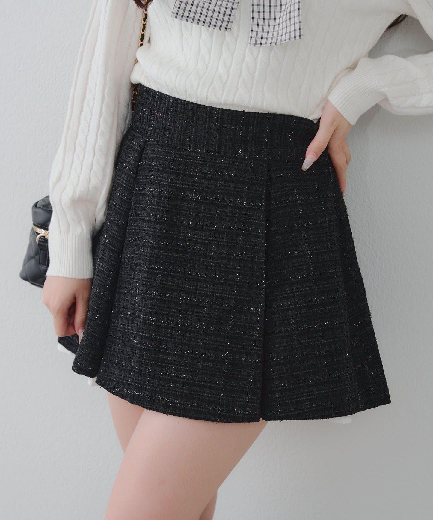 【套裝可搭配】粗花呢下襬微露迷你裙