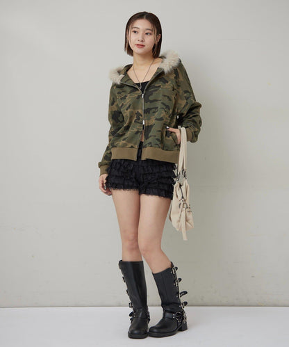 斜插口袋毛絨連帽衫