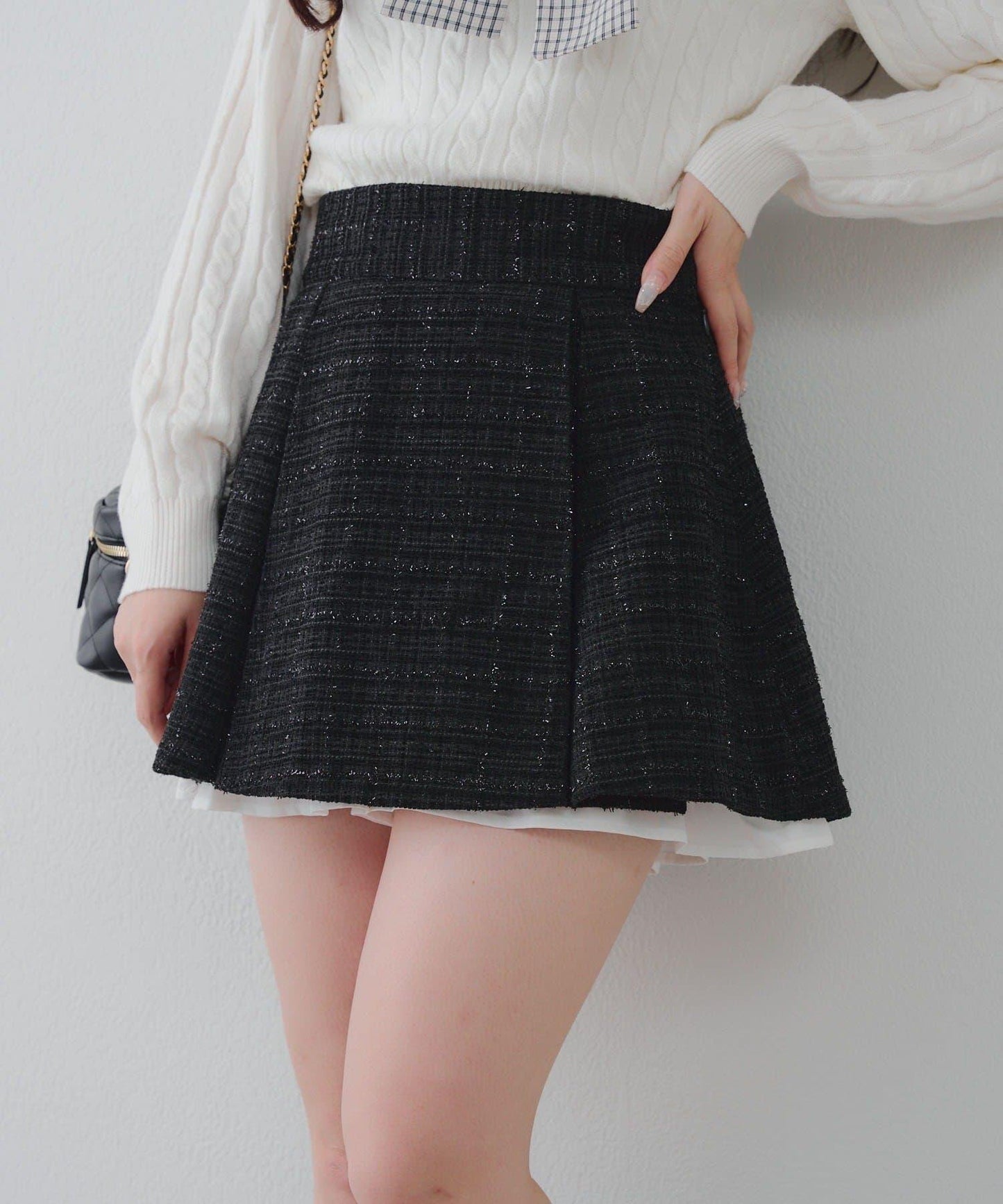 【套裝可搭配】粗花呢下襬微露迷你裙
