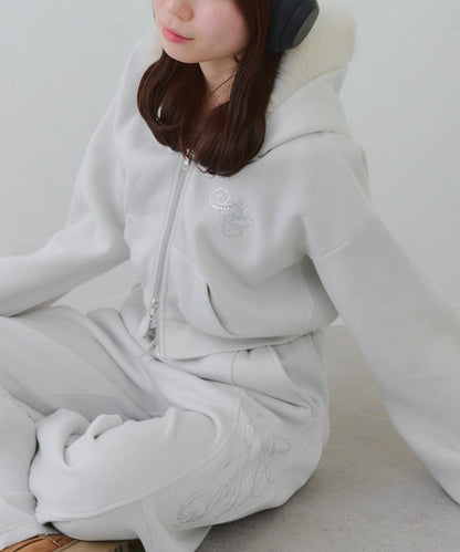 【SETUP對應單品】亮片Logo加絨毛絨連帽衛衣