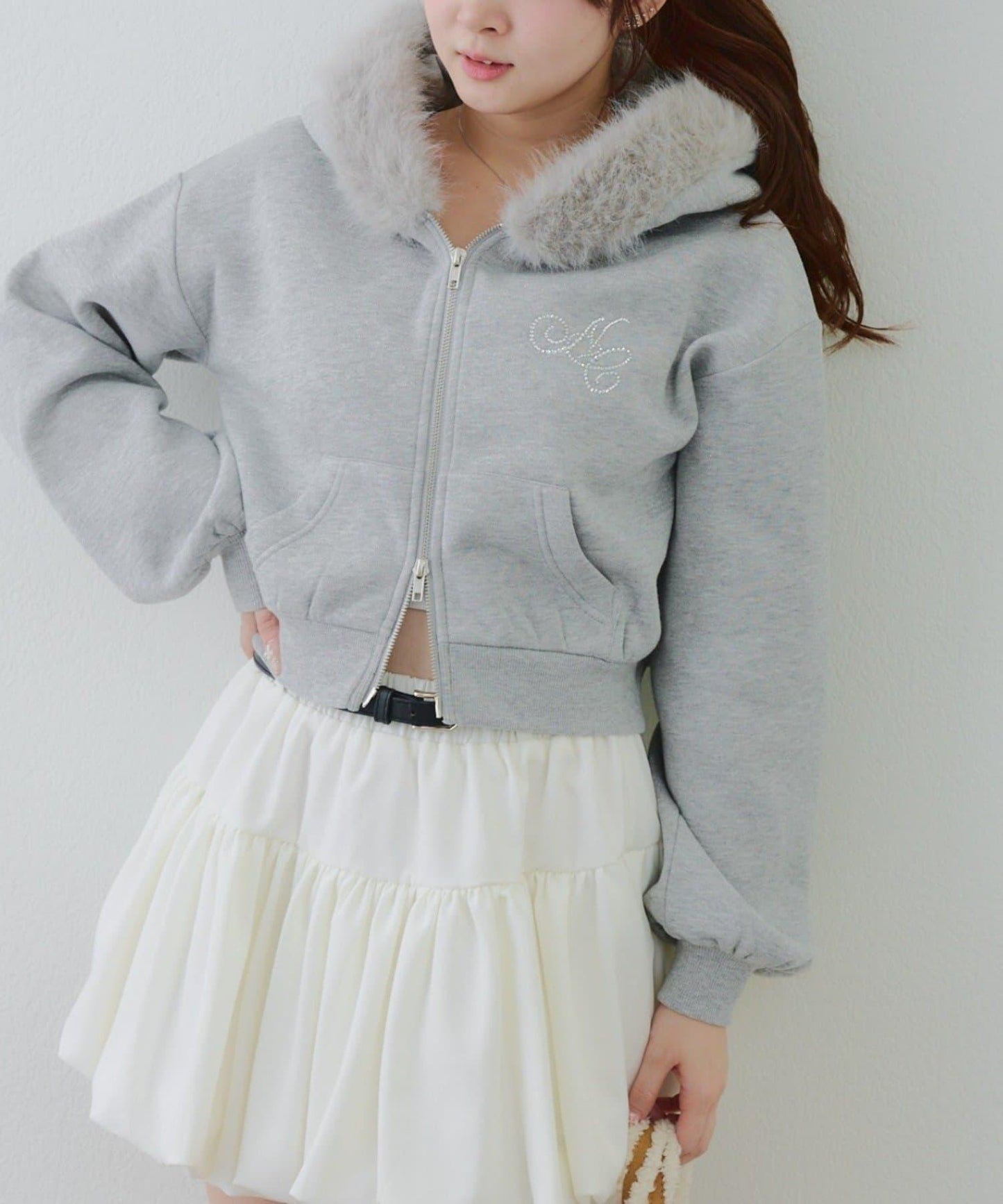 【SETUP對應單品】亮片Logo加絨毛絨連帽衛衣