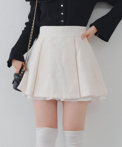 【套裝可搭配】粗花呢下襬微露迷你裙