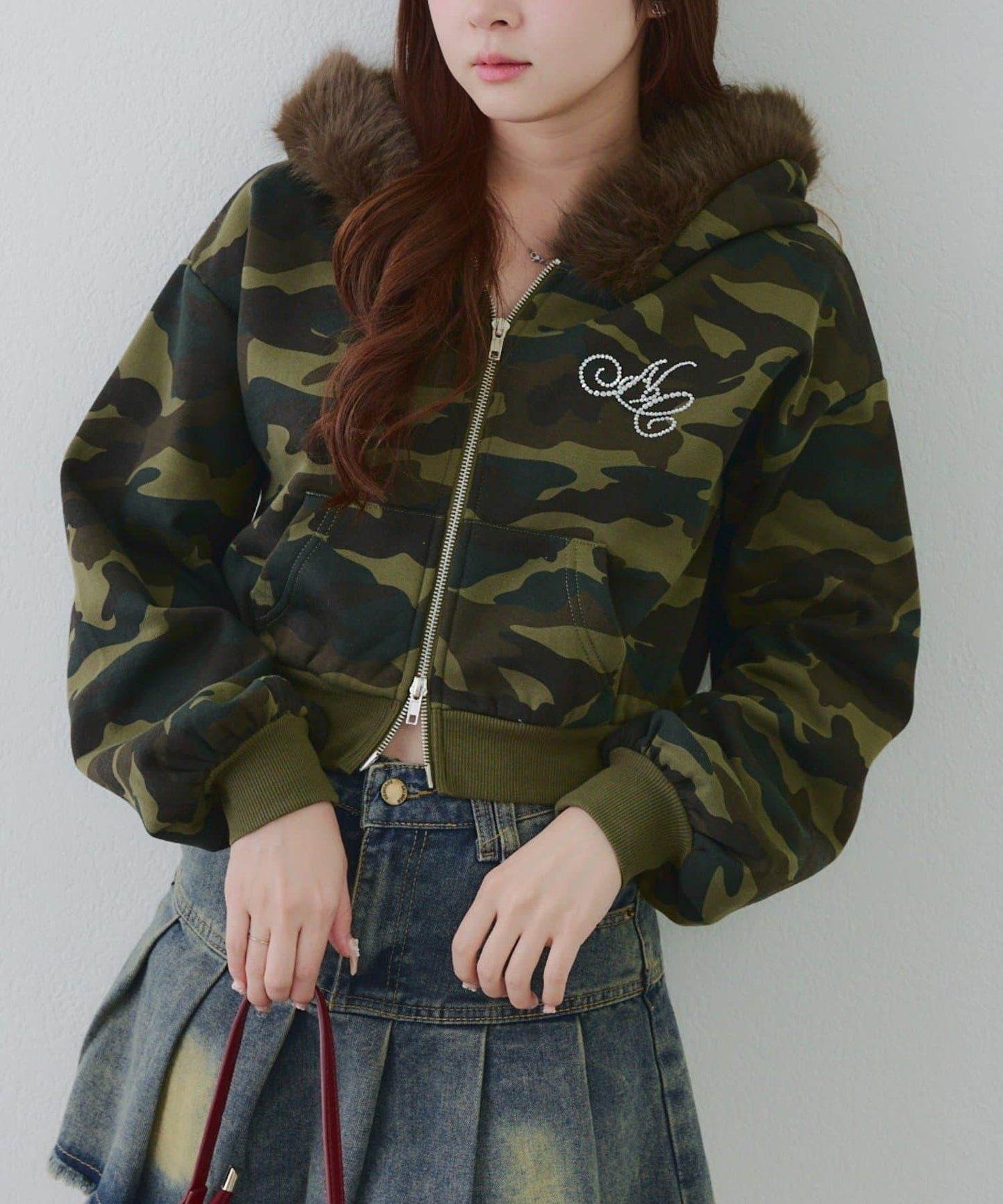 【SETUP對應單品】亮片Logo加絨毛絨連帽衛衣