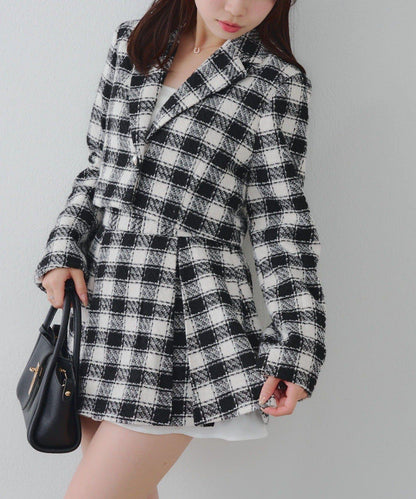 【套裝可搭配】粗花呢下襬微露迷你裙