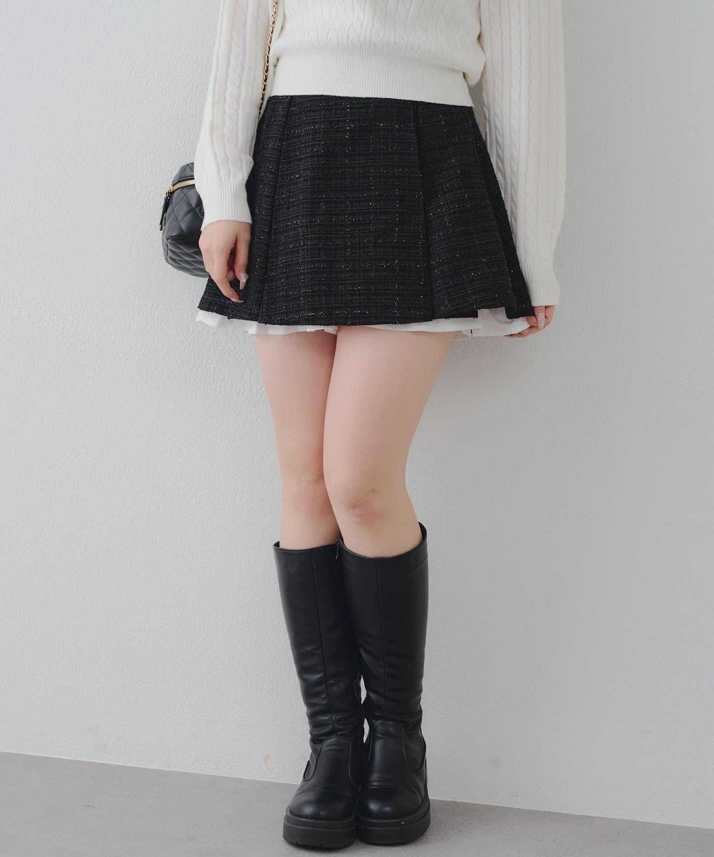 【套裝可搭配】粗花呢下襬微露迷你裙