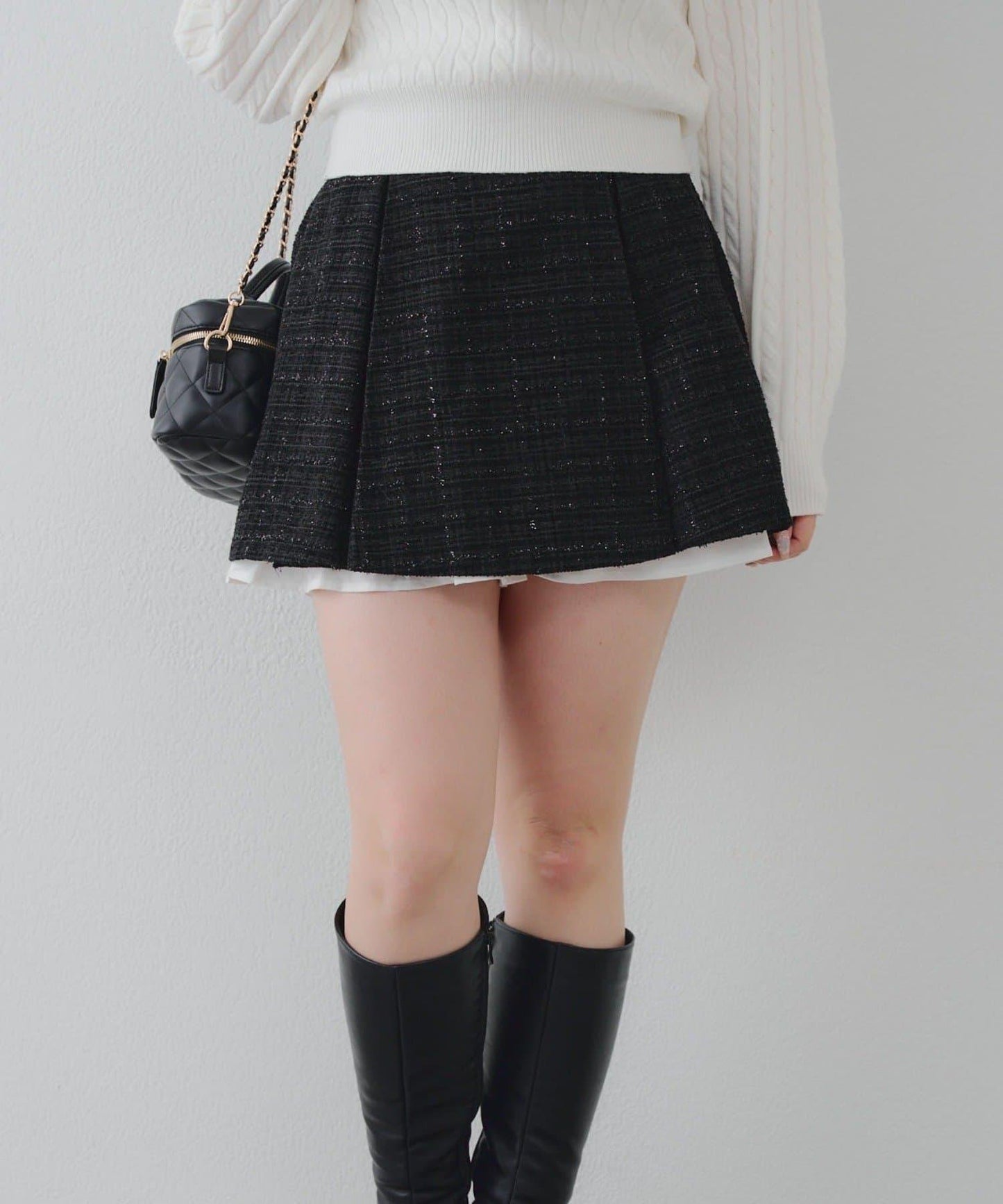 【套裝可搭配】粗花呢下襬微露迷你裙