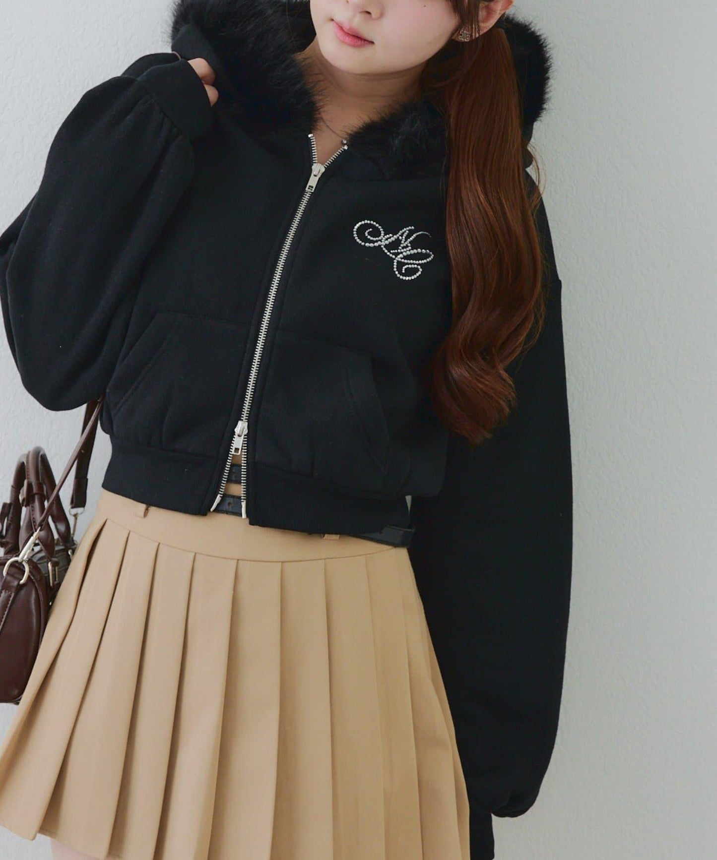 【SETUP對應單品】亮片Logo加絨毛絨連帽衛衣