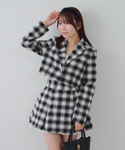 【套裝可搭配】粗花呢下襬微露迷你裙