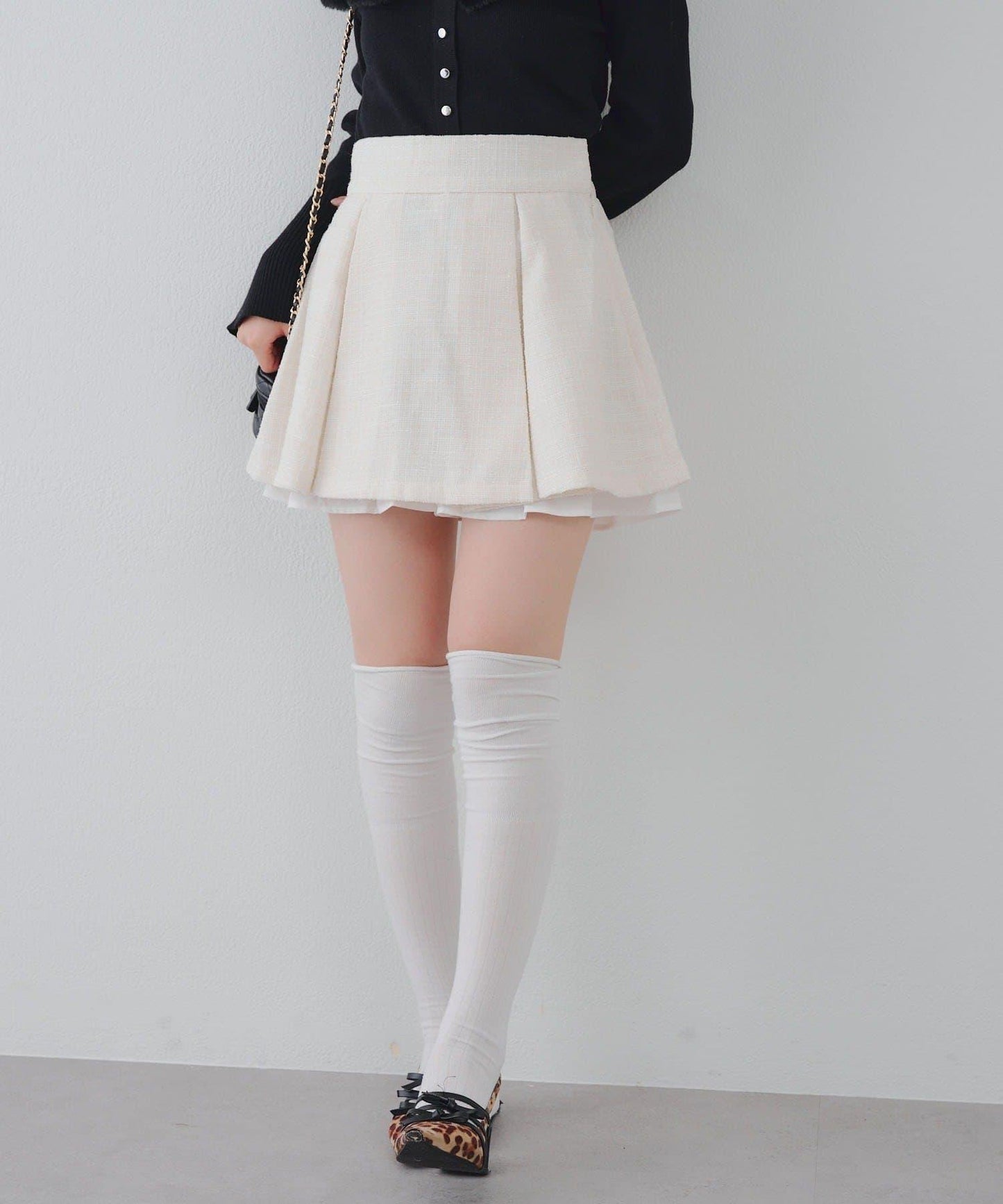 【套裝可搭配】粗花呢下襬微露迷你裙