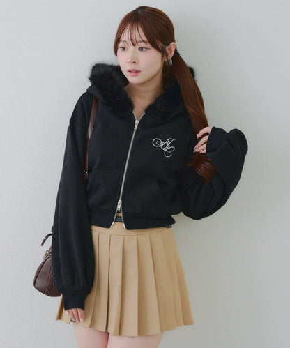 【SETUP對應單品】亮片Logo加絨毛絨連帽衛衣