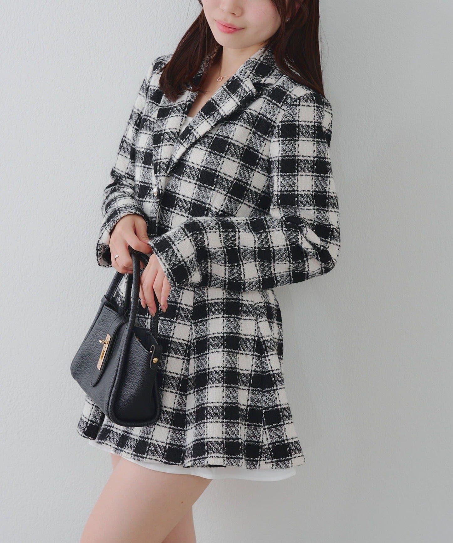 【套裝可搭配】粗花呢下襬微露迷你裙