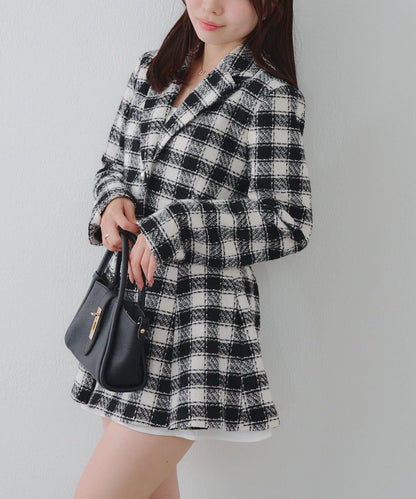 【套裝可搭配】粗花呢下襬微露迷你裙