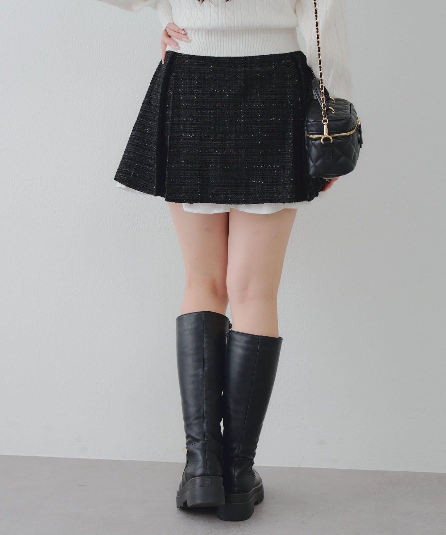 【套裝可搭配】粗花呢下襬微露迷你裙