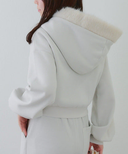 【SETUP對應單品】亮片Logo加絨毛絨連帽衛衣