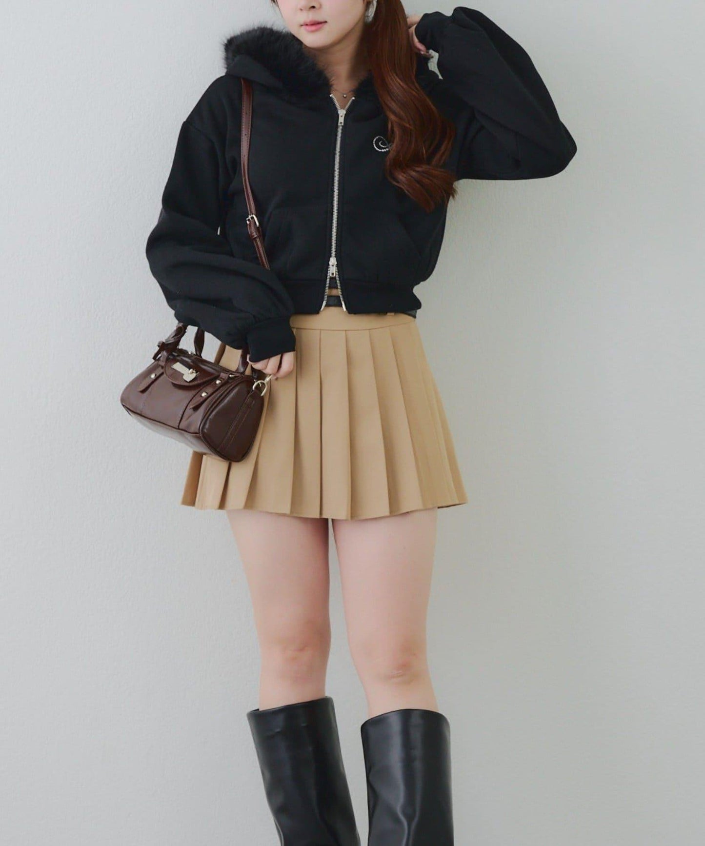 【SETUP對應單品】亮片Logo加絨毛絨連帽衛衣