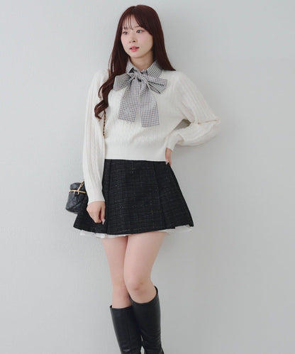 【套裝可搭配】粗花呢下襬微露迷你裙