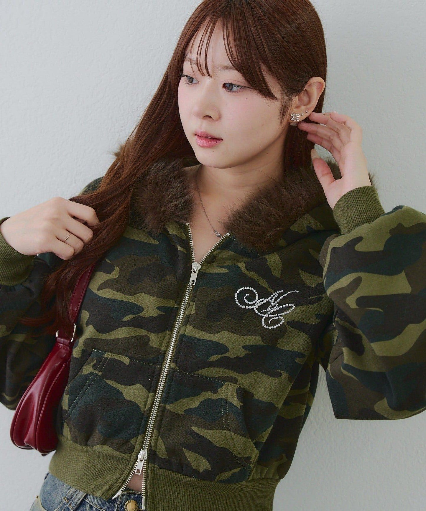 【SETUP對應單品】亮片Logo加絨毛絨連帽衛衣