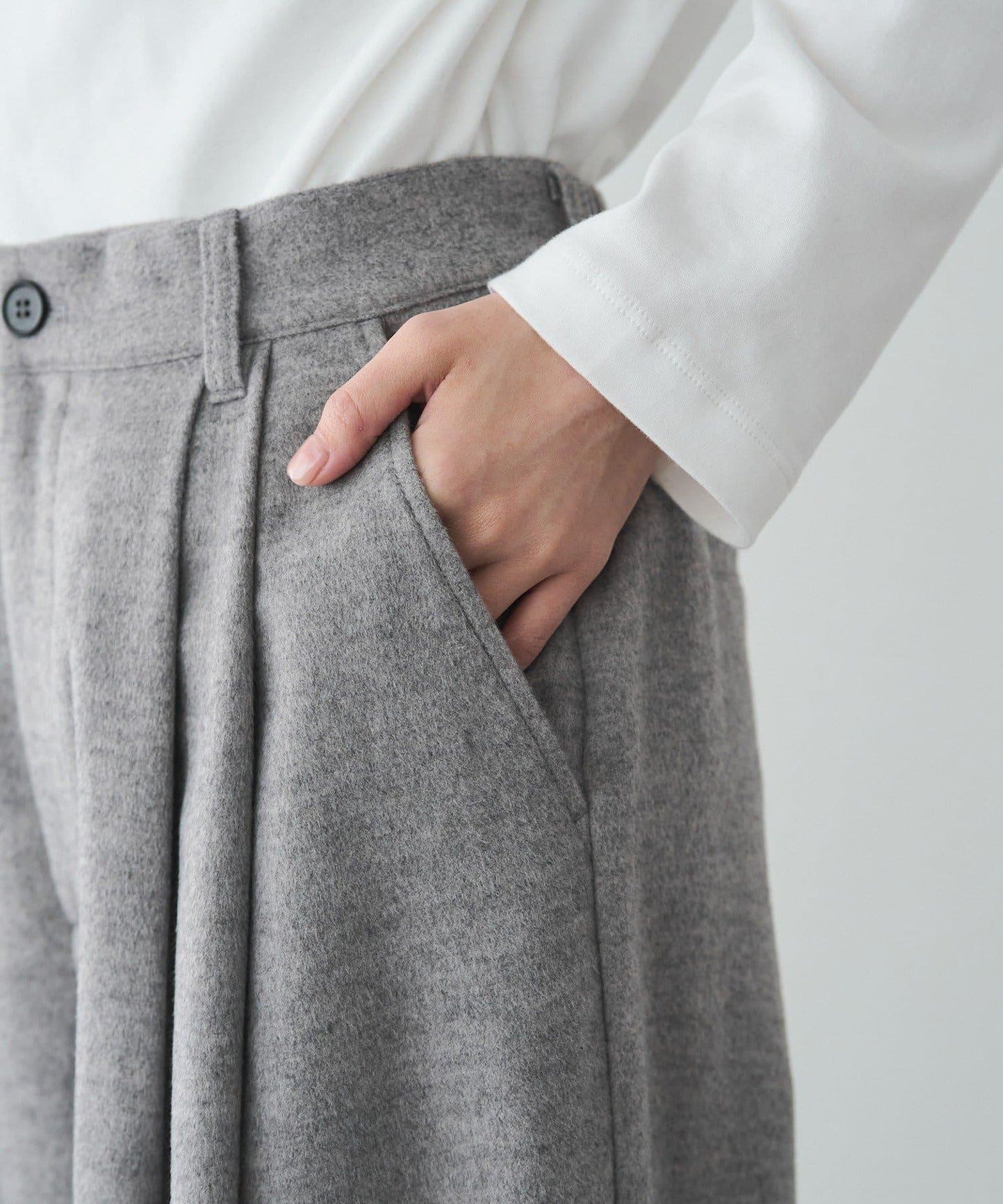 羊毛混紡燈籠休閒長褲