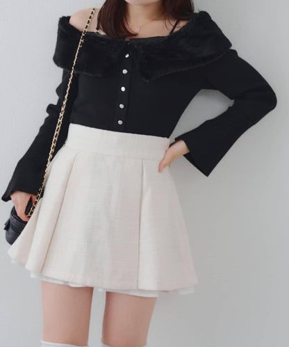 【套裝可搭配】粗花呢下襬微露迷你裙