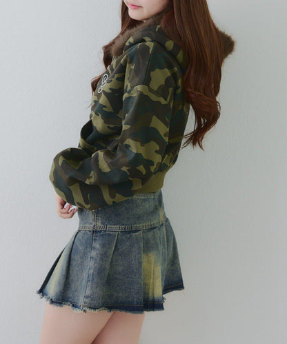 【SETUP對應單品】亮片Logo加絨毛絨連帽衛衣